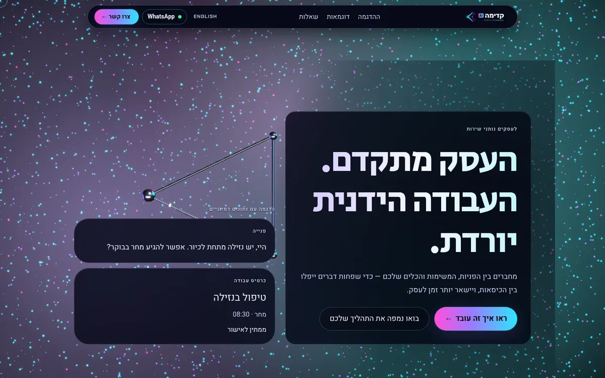 צילום מסך של אתר SimplyForward (קדימה AI) במחשב